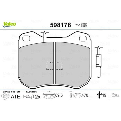 VALEO Bremsbelagsatz, Scheibenbremse 598178