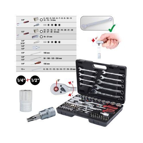 1/4 Zoll+1/2 Zoll Steckschl&uuml;ssel-Satz, 82-tlg KS TOOLS 911.0682