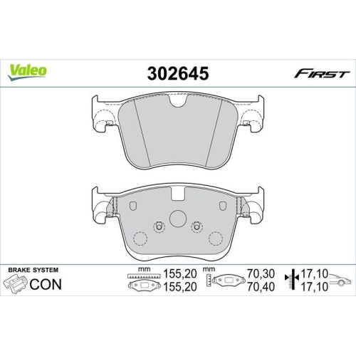VALEO Bremsbelagsatz, Scheibenbremse FIRST 302645