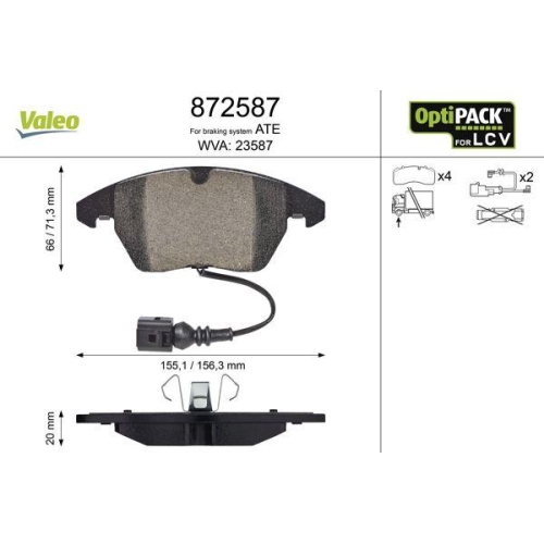 VALEO Bremsbelagsatz, Scheibenbremse OPTIPACK for LCV 872587