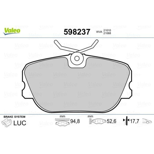 VALEO Bremsbelagsatz, Scheibenbremse 598237