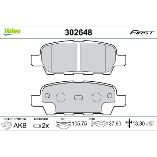 VALEO Bremsbelagsatz, Scheibenbremse FIRST 302648