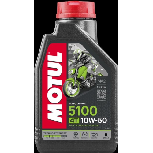 Motor&ouml;l 5100 4T 10W-50 1 Liter 4 Takt Motorrad &Ouml;l ESTER JASO MA2 MOTUL