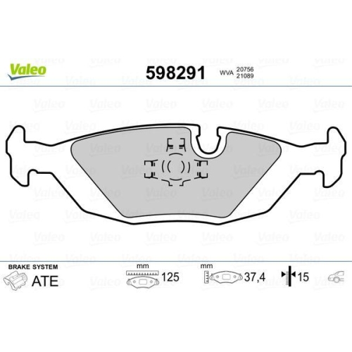 VALEO Bremsbelagsatz, Scheibenbremse 598291