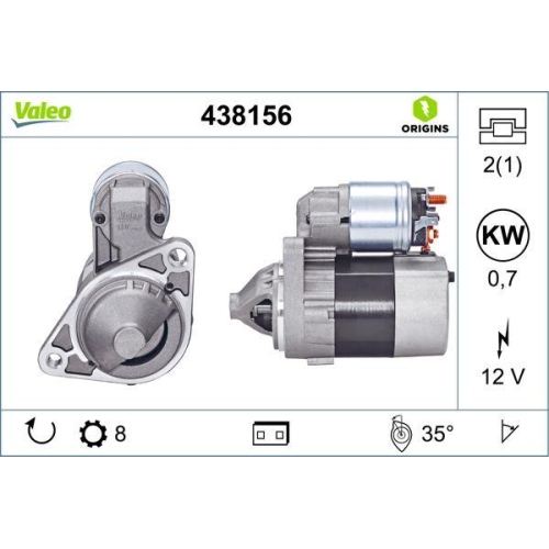 VALEO Starter VALEO ORIGINS - NEW O.E. TECHNOLOGIE 438156