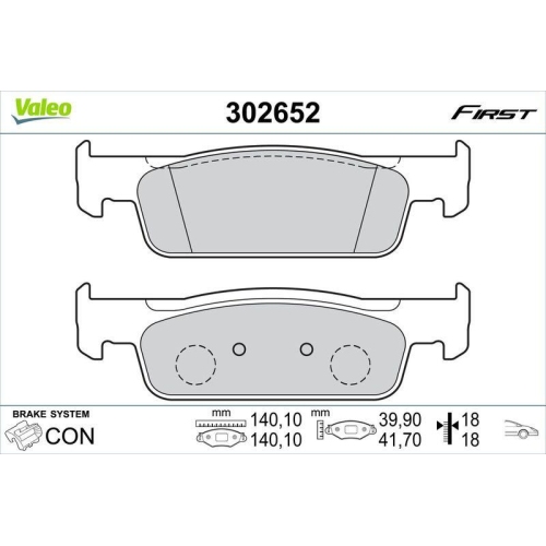 VALEO Bremsbelagsatz, Scheibenbremse FIRST 302652