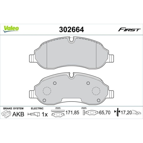 VALEO Bremsbelagsatz, Scheibenbremse FIRST 302664