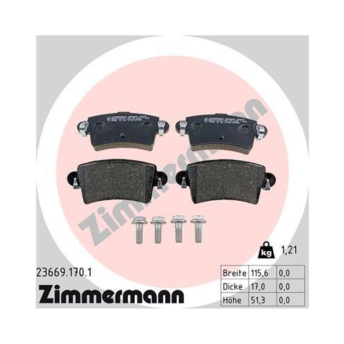 ZIMMERMANN Bremsbelagsatz, Scheibenbremse 23669.170.1