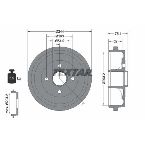TEXTAR Bremstrommel 94043200