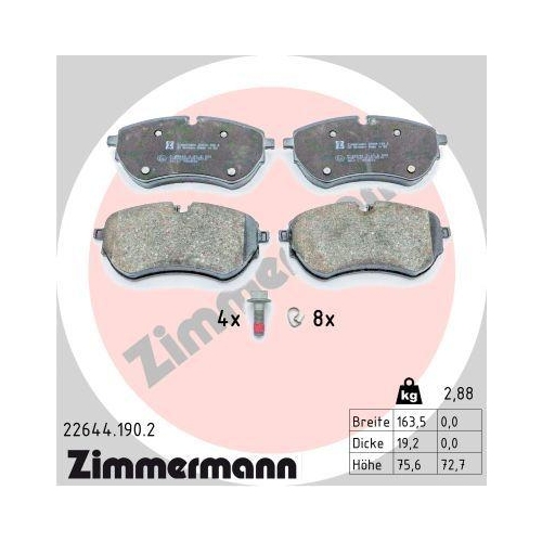 ZIMMERMANN Bremsbelagsatz, Scheibenbremse 22644.190.2