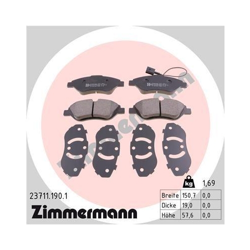 ZIMMERMANN Bremsbelagsatz, Scheibenbremse 23711.190.1