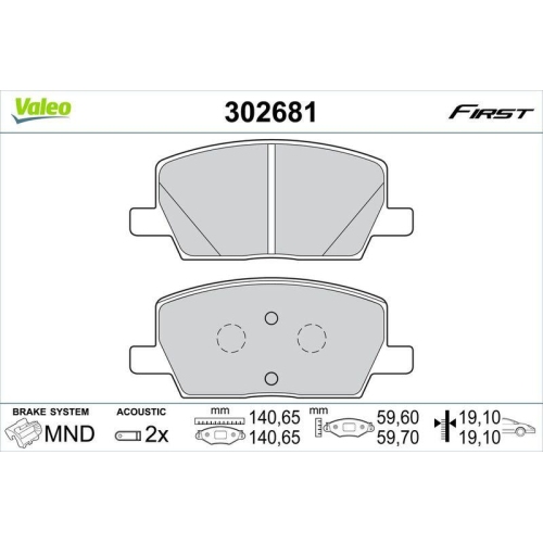 VALEO Bremsbelagsatz, Scheibenbremse FIRST 302681