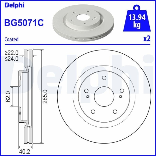 DELPHI Bremsscheibe BG5071C