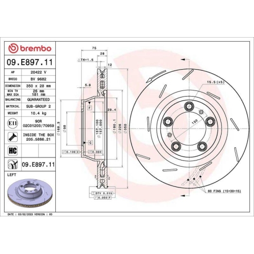BREMBO Bremsscheibe PRIME LINE - UV Coated 09.E897.11