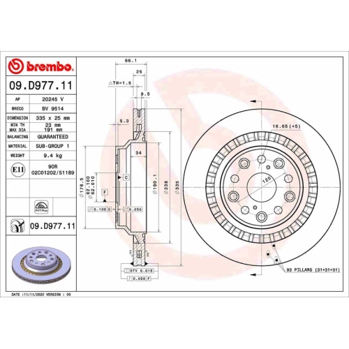 BREMBO Bremsscheibe PRIME LINE - UV Coated 09.D977.11