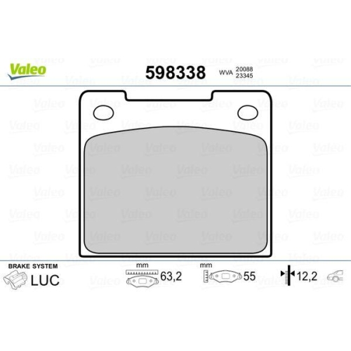 VALEO Bremsbelagsatz, Scheibenbremse 598338