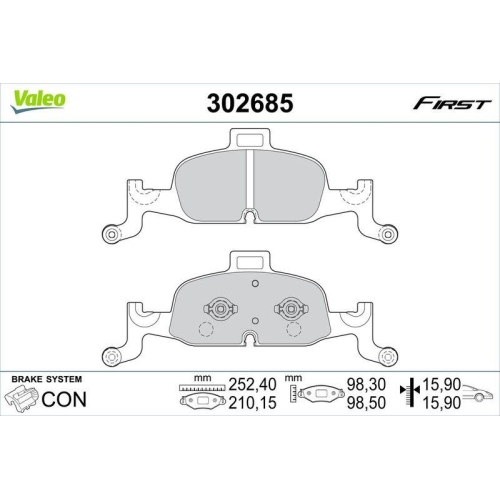 VALEO Bremsbelagsatz, Scheibenbremse FIRST 302685