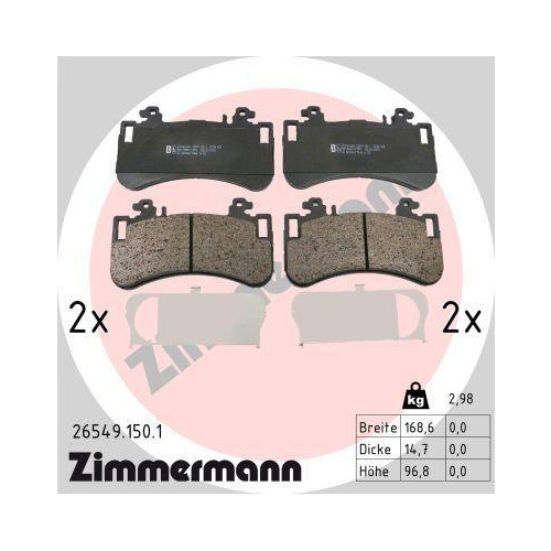 ZIMMERMANN Bremsbelagsatz, Scheibenbremse 26549.150.1