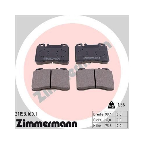 ZIMMERMANN Bremsbelagsatz, Scheibenbremse 21153.160.1