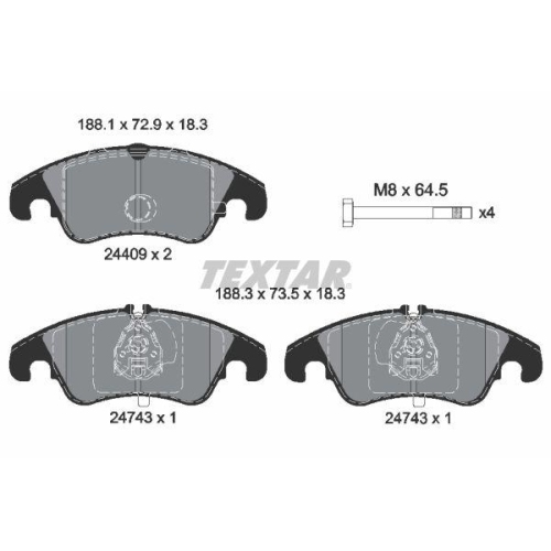 TEXTAR Bremsbelagsatz, Scheibenbremse 2440901