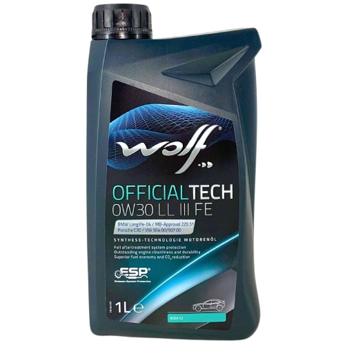 Motor&ouml;l Motoren&ouml;l Wolf OfficialTech 0W-30 LL III FE 1 Liter Flasche 1051679