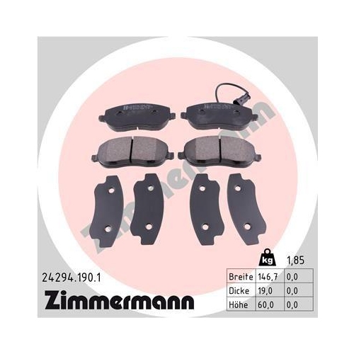 ZIMMERMANN Bremsbelagsatz, Scheibenbremse 24294.190.1