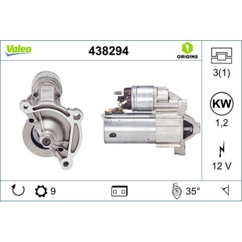 VALEO Starter VALEO ORIGINS - NEW O.E. TECHNOLOGIE 438294