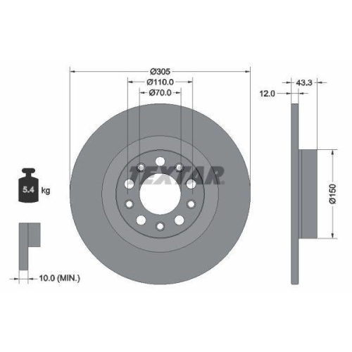 TEXTAR Bremsscheibe PRO 92351003