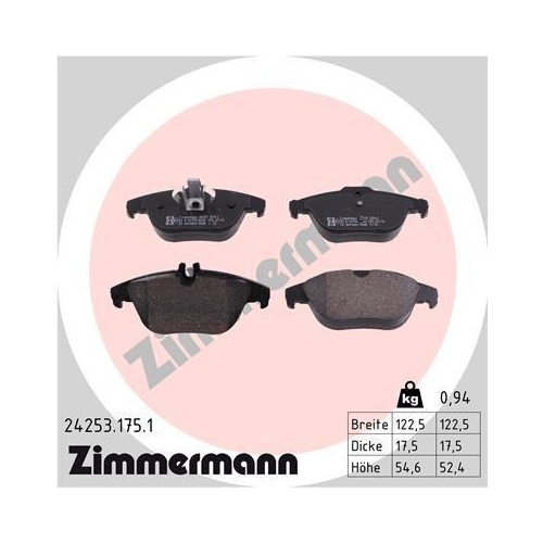 ZIMMERMANN Bremsbelagsatz, Scheibenbremse 24253.175.1