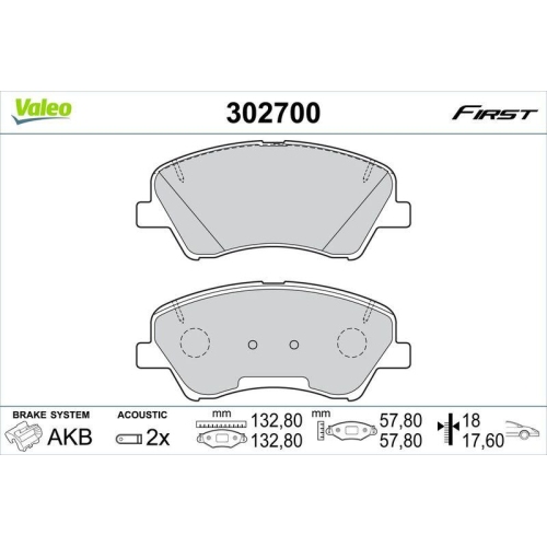 VALEO Bremsbelagsatz, Scheibenbremse FIRST 302700