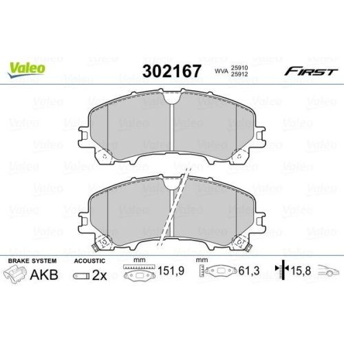 VALEO Bremsbelagsatz, Scheibenbremse FIRST 302167