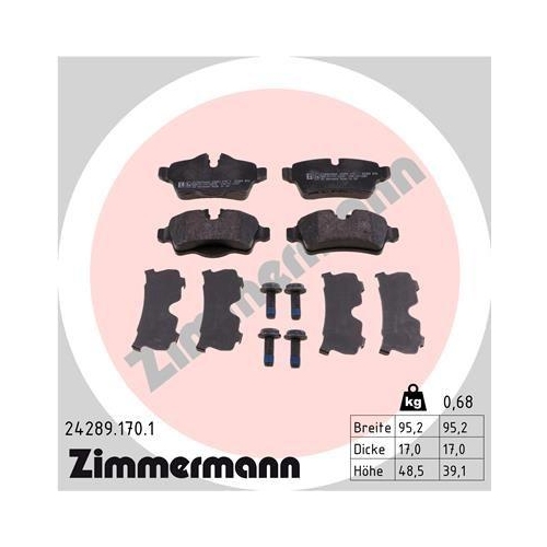 ZIMMERMANN Bremsbelagsatz, Scheibenbremse 24289.170.1