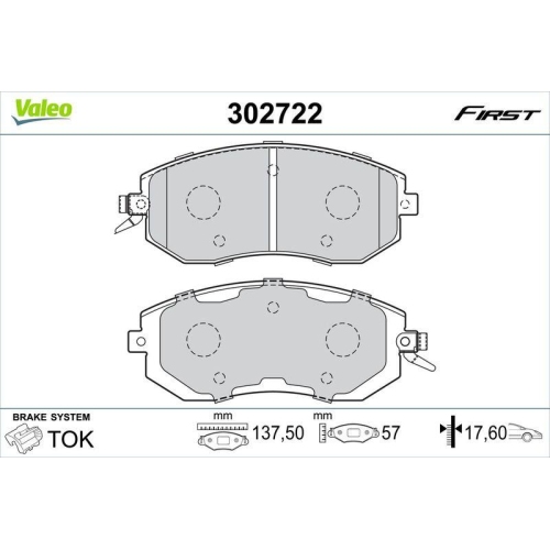 VALEO Bremsbelagsatz, Scheibenbremse FIRST 302722