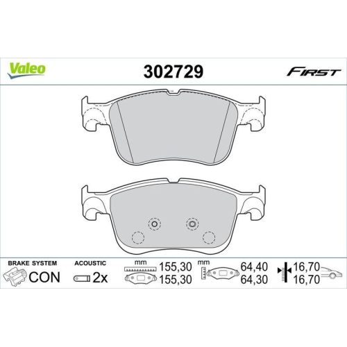 VALEO Bremsbelagsatz, Scheibenbremse FIRST 302729