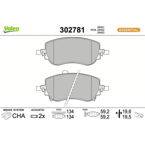 VALEO Bremsbelagsatz, Scheibenbremse ESSENTIAL 302781