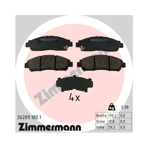 ZIMMERMANN Bremsbelagsatz, Scheibenbremse 26209.180.1