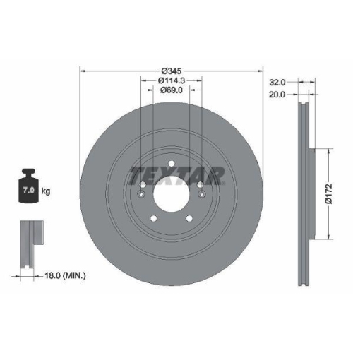 TEXTAR Bremsscheibe PRO 92349403