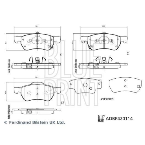 BLUE PRINT Bremsbelagsatz, Scheibenbremse ADBP420114