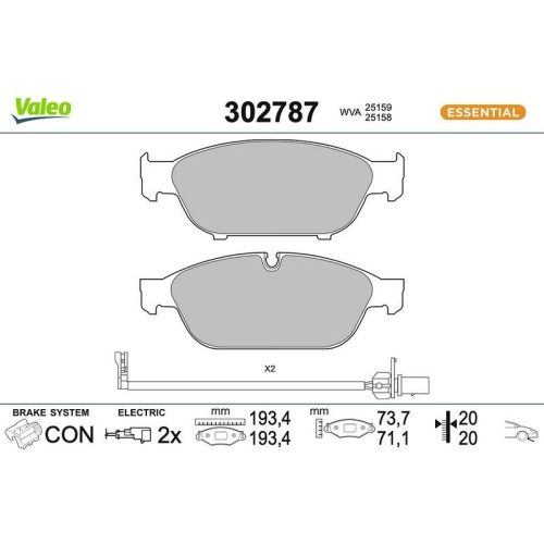 VALEO Bremsbelagsatz, Scheibenbremse ESSENTIAL 302787