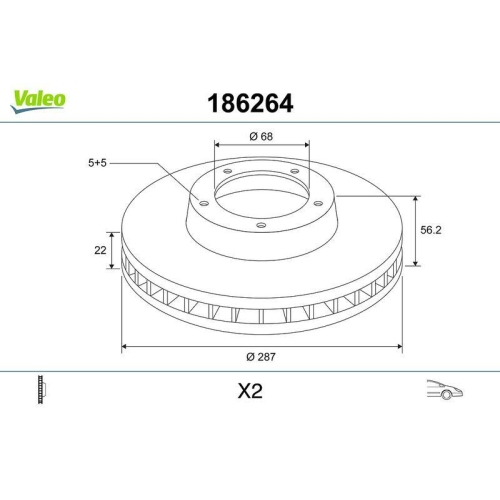 VALEO Bremsscheibe 186264