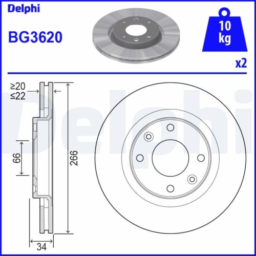 DELPHI Bremsscheibe BG3620