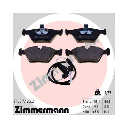 ZIMMERMANN Bremsbelagsatz, Scheibenbremse 21677.195.2