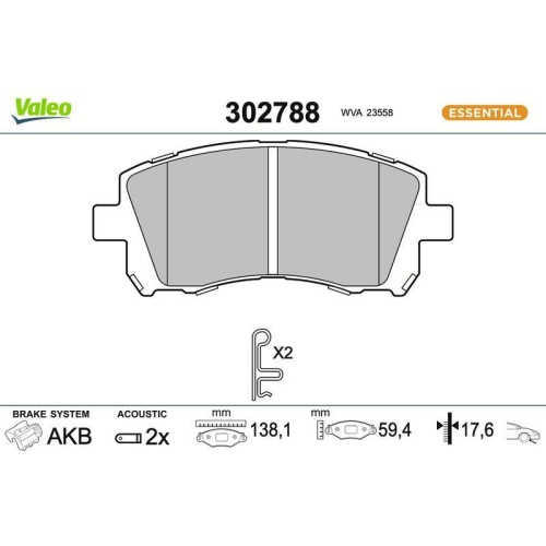 VALEO Bremsbelagsatz, Scheibenbremse ESSENTIAL 302788