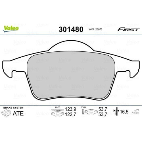 VALEO Bremsbelagsatz, Scheibenbremse FIRST 301480