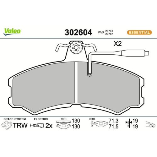 VALEO Bremsbelagsatz, Scheibenbremse ESSENTIAL 302604