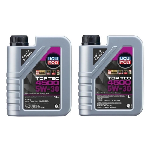 LIQUI MOLY Motoröl Top Tec 4500, 5W-30, 2-Liter - Art.Nr. 3729 - ACEA C1