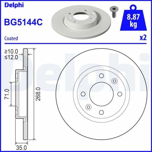 DELPHI Bremsscheibe BG5144C