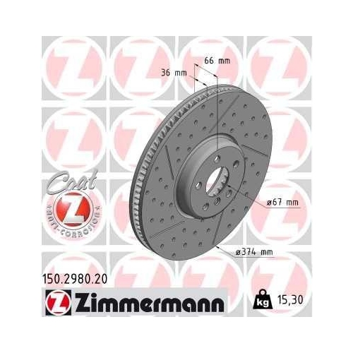 ZIMMERMANN Bremsscheibe COAT Z 150.2980.20