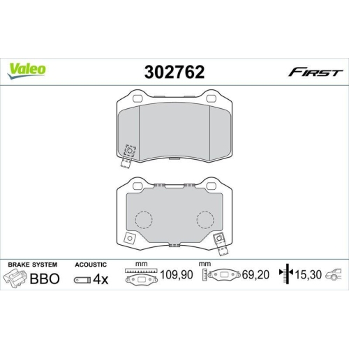 VALEO Bremsbelagsatz, Scheibenbremse FIRST 302762