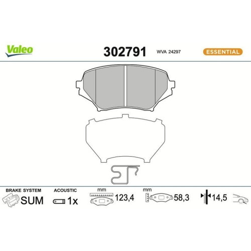 VALEO Bremsbelagsatz, Scheibenbremse ESSENTIAL 302791